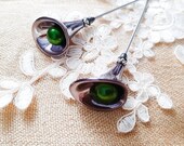 Matching Pair 6inch 15cm Long Art Deco Art Nouveau Vintage Inspired Calla Lily Hat Pins End Protectors - Strong Sturdy 1.5mm dia Pin Stems