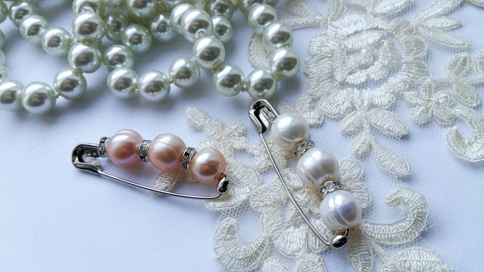 1 Piece 4.8cm Long Freshwater Pearl Safety Pin Brooch / Bridal Etsy