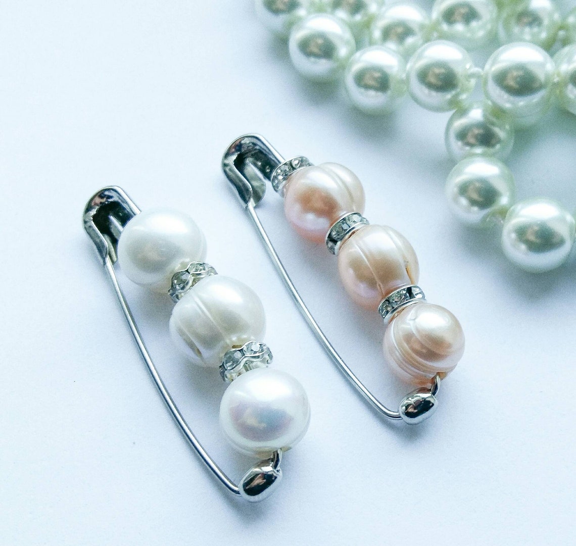 1 Piece 4.8cm Long Freshwater Pearl Safety Pin Brooch / Bridal Etsy UK