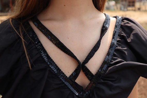Black Taffeta 1980s Gunne Sax Gown - image 3