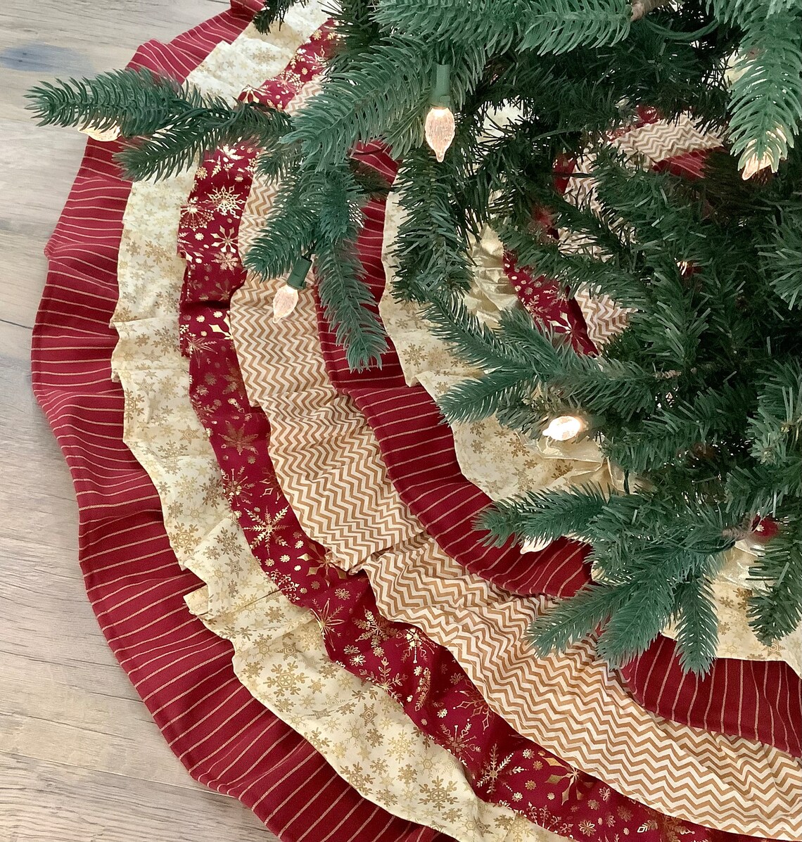 Burgundy And Gold Tree Skirt 
