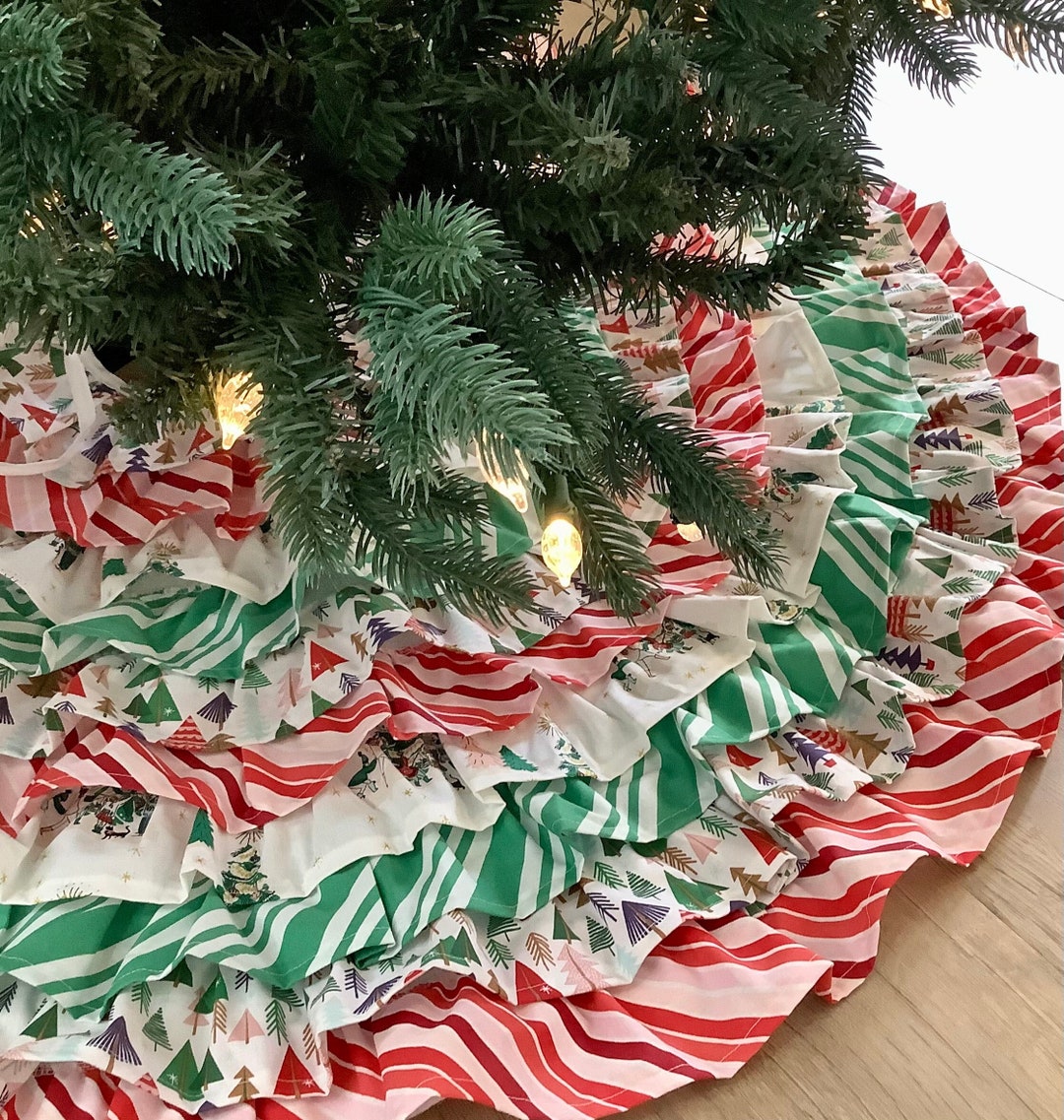 Candyland Ruffled Christmas Tree Skirt 47 Inch Diameter Kids - Etsy