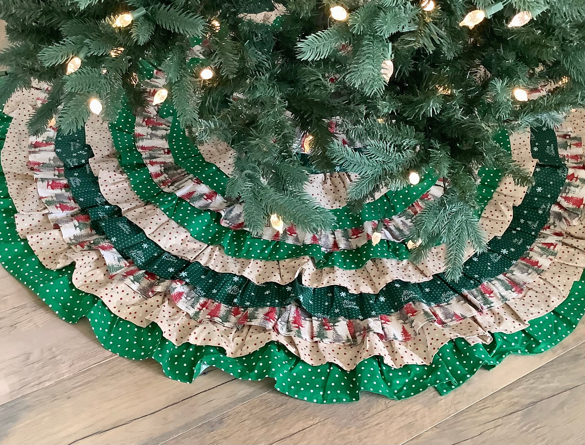 Green Polka Dot Christmas Tree Skirt Ruffled Christmas Tree - Etsy