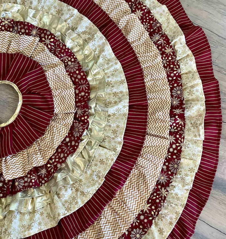 Burgundy And Gold Tree Skirt 