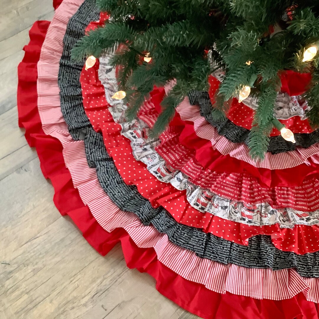 Polka Dot Santa Christmas Tree Skirt and - Etsy