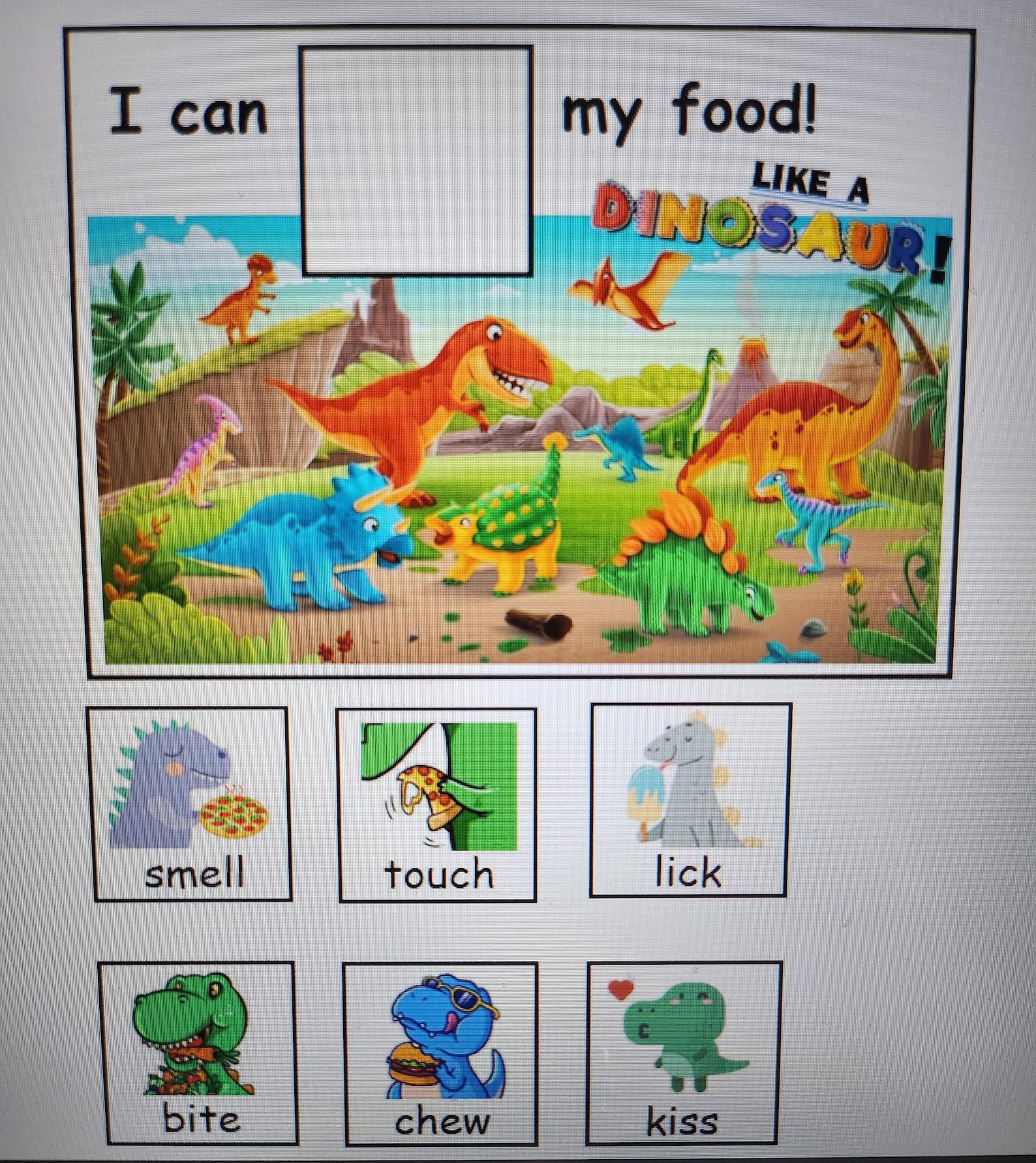 Dinosaur Food Interaction Therapy Chart-kids, Preschool, Pre-k ...