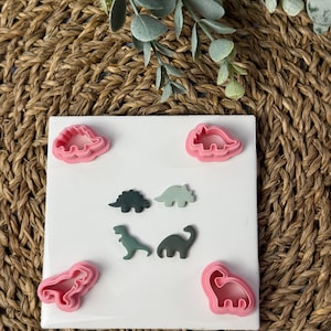 Dinosaur Clay Cutter Set | 3D Printed Earring Cutters for Polymer Clay | Stud Size Dino Shapes | DIY Clay Jewelry Supplies | Earring Tools