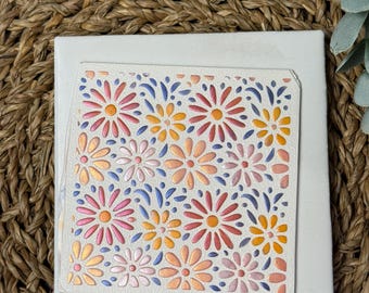 Floral Clay Stencil Sheet, Reusable Polymer Clay Stencil for Texture, Floral Pattern Stencil