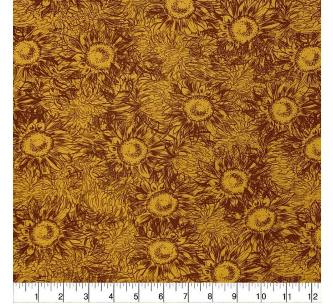 Fall Splendor Brown Sunflower Fabric 28401-A from Quilting Treasures by The Yard