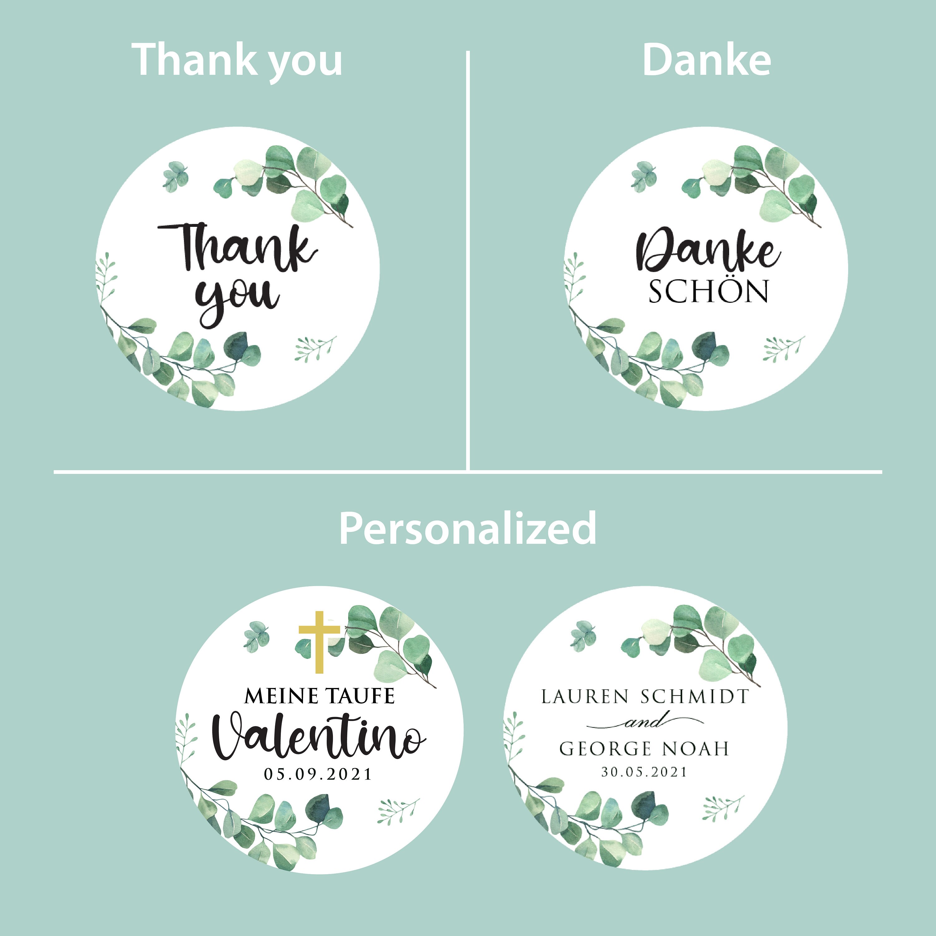 NISENTIA 50x Danke Anhänger - Herz Mit Eukalyptus Motiv 5cm Geschenkanhänger