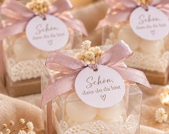 Wedding Favor Bubble Candle | Candle in Clear Gift Box | Thank You Wedding Guest Gift | Elegant Wedding Favors | Personalized Candle Favor