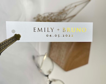 Foil Wedding Favor Tags, Personalized Minimalist Tags