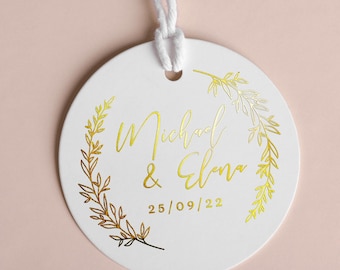Etiquetas de texto redondas personalizadas, marca personalizada, 3 cm y 4 cm