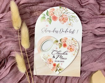 Imán de boda con forma de corazón y abrebotellas, peonía
