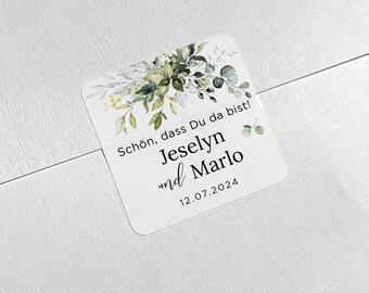 Pegatina de eucalipto para recuerdo de boda personalizada