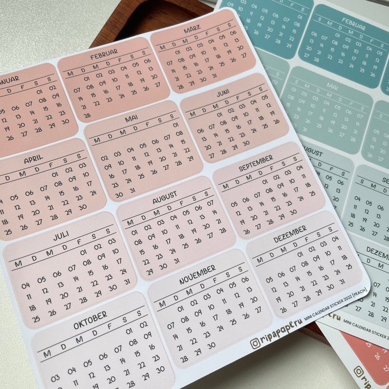 12 Tiny 2022 / 2023 / 2024 Calendar Planner Stickers Etsy