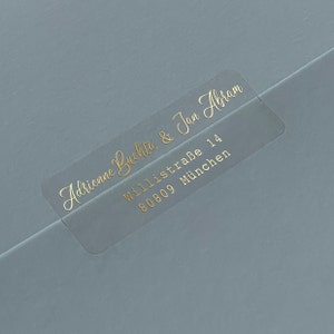 Etiquetas de dirección con caligrafía, pegatinas con dirección de remitente, elegantes, pegatinas de aluminio, etiquetas de devolución de invitación, etiquetas comerciales, etiquetas