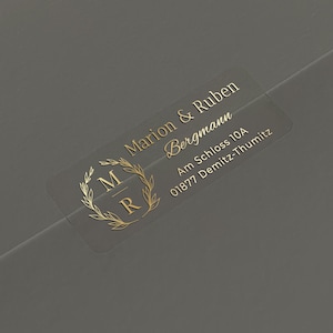 Aangepaste folieadreslabels: gepersonaliseerde gouden retouradresstickers voor enveloppen en uitnodigingen