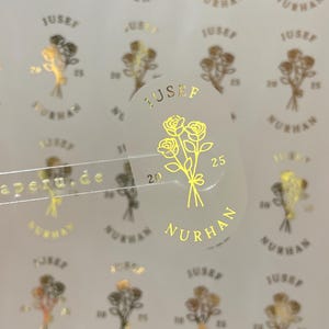 13 design OVAL Transparent sticker, Foil Clear Sticker, Hochzeits, Taufe, address, floral, Foil Label, label transparant