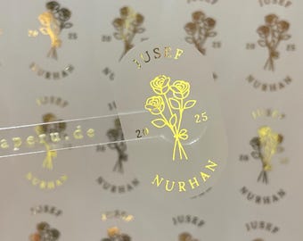 Pegatinas de aluminio, etiquetas transparentes personalizadas, regalos de boda