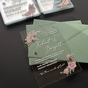 Rose Acryl Hochzeitseinladung, Blumen, Rose Pink Blush, Durchscheinend Acryl Einladen