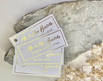 Etiquetas de regalo de boda de aluminio, etiquetas de regalo personalizadas