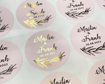 Foil Wedding Stickers, Personalized Envelope Seals, Custom Initials