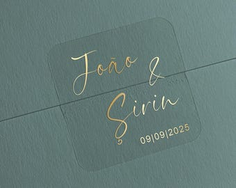 Pegatinas minimalistas personalizadas con acabado metalizado: Recuerdos de agradecimiento