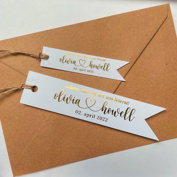 Benutzerdefinierte Hochzeit folierte Dankeschön-Tags für Hochzeitsgeschenke und Geschenktüten, Folienfarboptionen, personalisierte Tags, Taufe