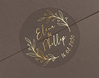 Foil Wedding Stickers, Personalized Elegant Seals