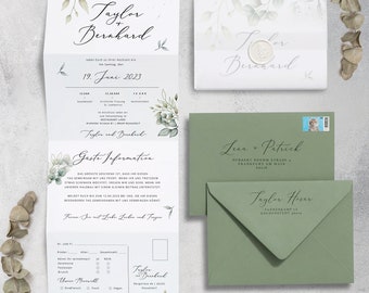 Eukalyptus Botanische Hochzeitseinladungen Greenery Konzertina-Hochzeits-Einladung