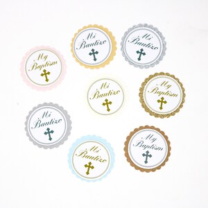 12 PCS Mi Bautizo/ Baptism Round Diecut - Bautizo/ Baptism Party Favor Embellishment - 1.5&quot; Diameter