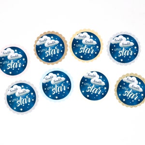 12 PCS Twinkle Twinkle Little Stars Round Diecut - Baby Shower, Birthday, & More - 1.5&quot; Diameter