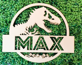 Custom Name Dinosaur Wall Wood Sign - Personalized name, Custom name, Dinosaur sign, Wood Sign, Wall Sign, Door sign, Party Decoration