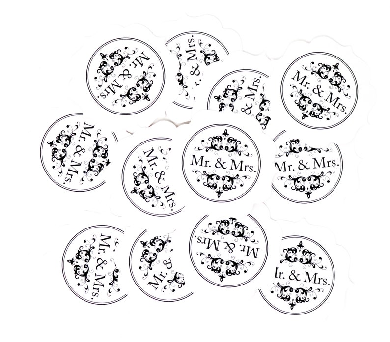 12 PCS Mr /& Mrs Round Diecut Embellishment and More Embellishment Wedding Sticker Confetti Party Favor Wedding decor