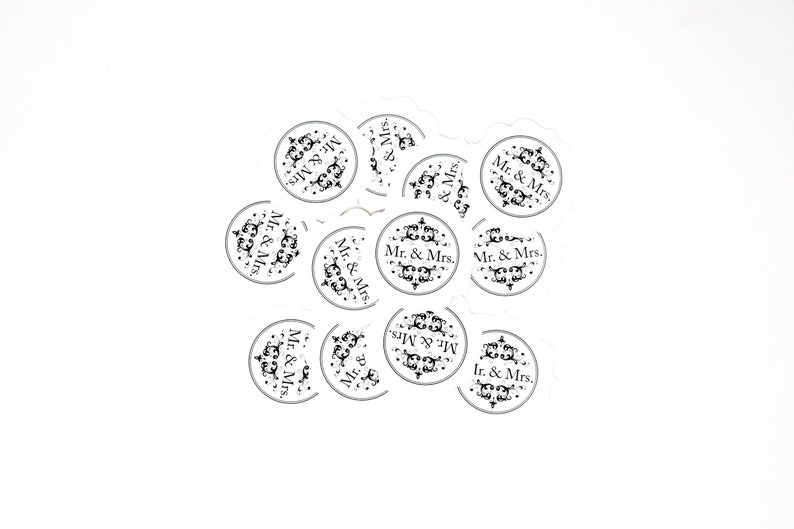 12 PCS Mr /& Mrs Round Diecut Embellishment and More Embellishment Wedding Sticker Confetti Party Favor Wedding decor