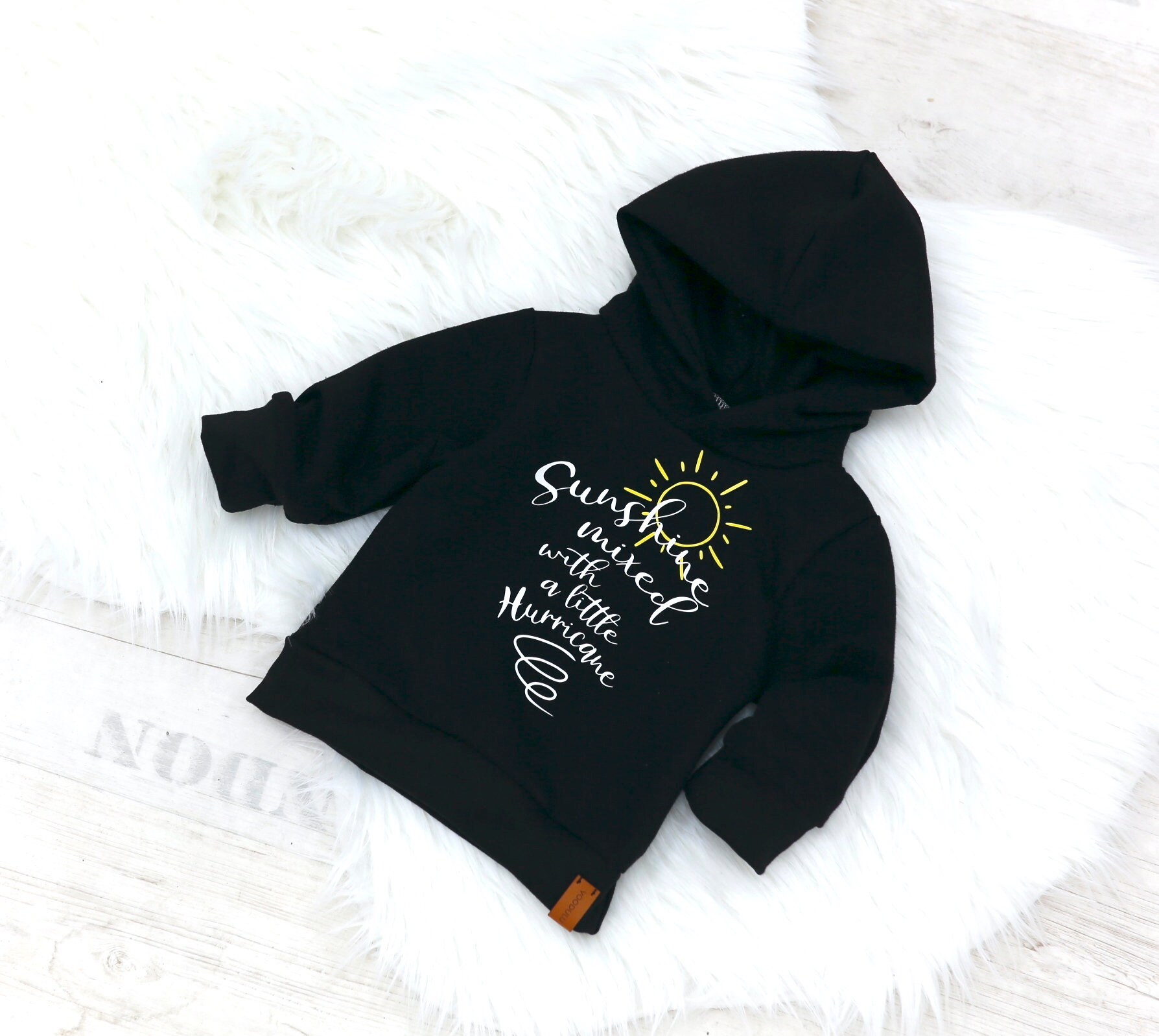 VOODULU® Cuddle Hoodie, Baby Sweater Black Sunshine Sunlight Statemen…