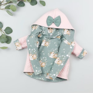 LIMITED EDITION - Baby Jacket - Transitional Jacket - Personalized - Jacket with Name - Pink - Fox - Bow - Quilted Fabric - Gift - Girl