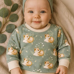 Baby & Kinder Pullover – Sweatshirt Fuchs – Handmade Kleidung – Geschenk zur Geburt – Baby Sweatshirt – Kinder Pullover Handmade