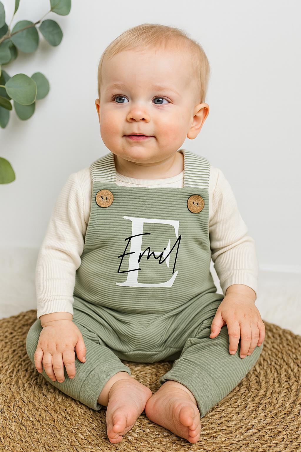 Headband Green Dungarees Baby Corduroy Dungarees Dark Green Baby