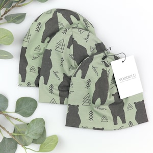 LIMITED EDITION- Kinder Beanie Mütze  Jersey Mütze Teddy Bär Motiv – Baby und Kleinkind Mütze Handmade – Geschenk für Jungen und Neugeborene
