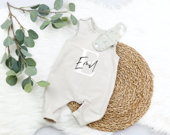 VOODULU®  Body - Strampler - Baby - grün - beige - Gänse - Blumen -  Geschenk -  Geburt - Taufe - personalisiert -  Romper -  Newborn