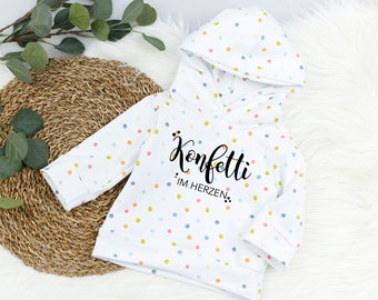 VOODULU® *LIMITERT* Kuschel Hoodie KONFETTI bunt Punkte Sweatshirt für Mädchen und Jungs Geschenk Ostern Taufe Geburstag Valentin