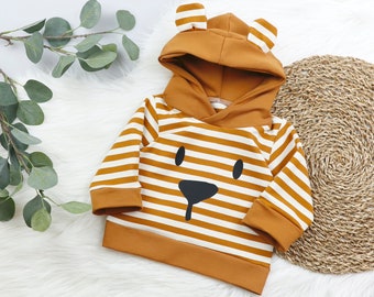 VOODULU® *LIMITED* cuddly hoodie ocher stripes sweatshirt for girls and boys gift Easter baptism birthday Valentine