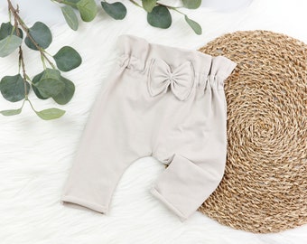 VOODULU® *LIMITED* Pantalon - paperbag - noeud - beige - pantalon câlin - bébé - enfant - fille - cadeau