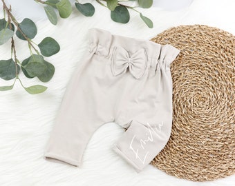 VOODULU® *LIMITED* Pantalon - paperbag - noeud - beige - doudou - bébé - enfant - fille - cadeau - personnalisé