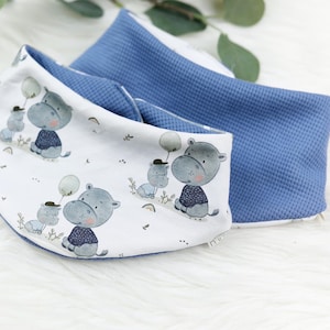 VOODULU® - pañuelo - pañuelo reversible - bufanda triangular - 0-18 meses - personalizado - azul - cadera - toalla de bebé - cierre a presión