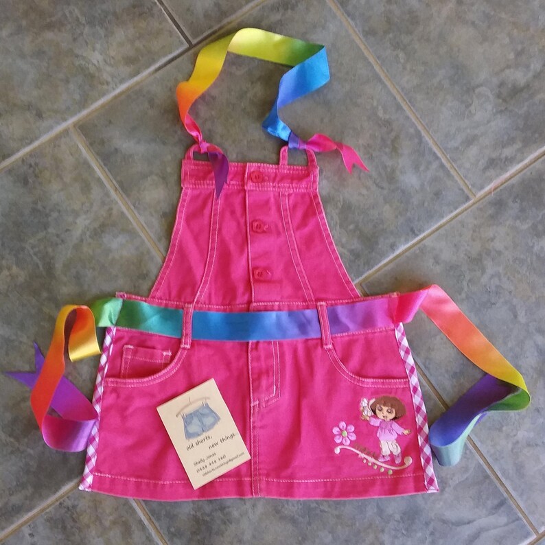 pink denim pinafore