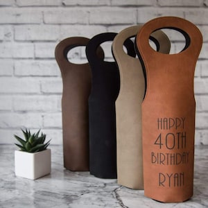 Personalised wine tote - faux leather 4 colors