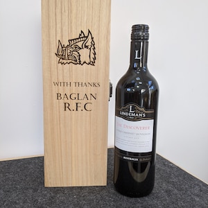 Personalised engraved wooden wine gift box birthday / wedding / any text